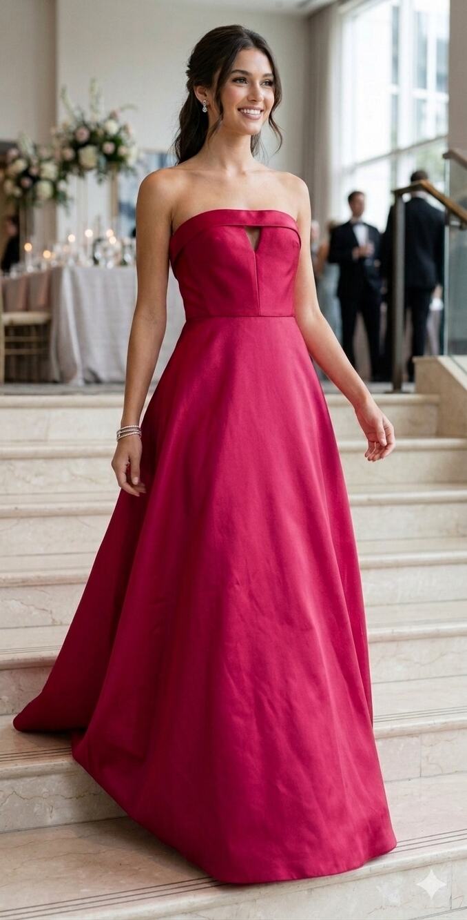 Monique Lhuillier NWT Deep Pink Satin Gown Dress Size 10 Style 445221 Prom Gala